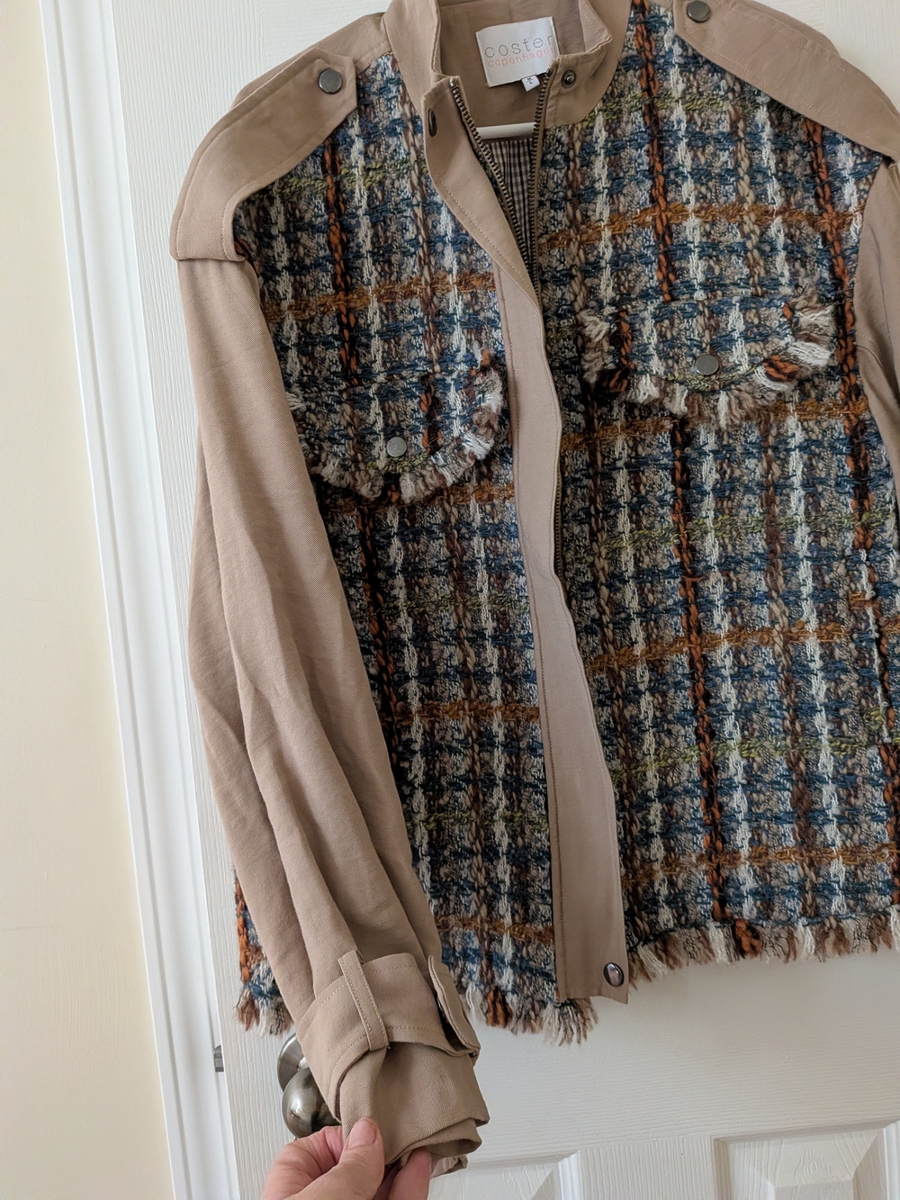 Costér Beige & Multicolor Tweed Jean Jacket